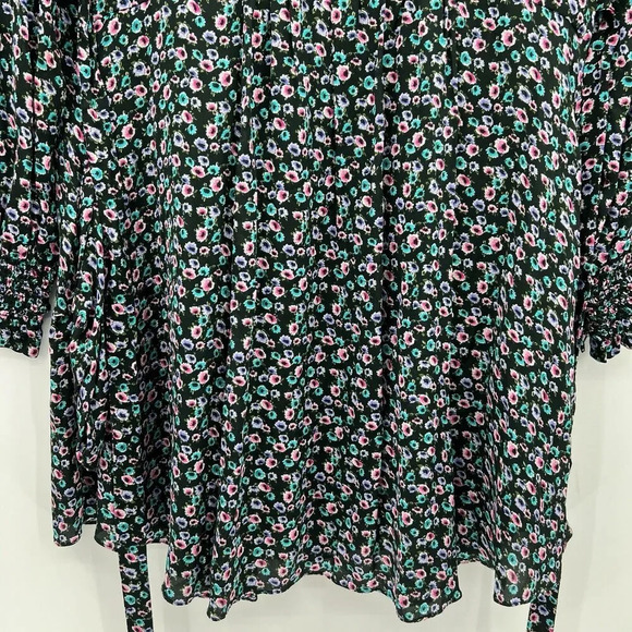 Jason Wu Multi Floral Print Long Sleeve Mini Length Dress Smocked Belted Size 2 - Picture 8 of 10